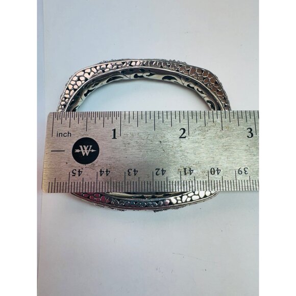 Estate Sarda Sterling Silver 925 Filigree Hinged Bangle Bracelet 6" 38.1g - Picture 10 of 13